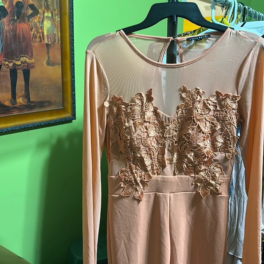 Peach colored jumpsuit